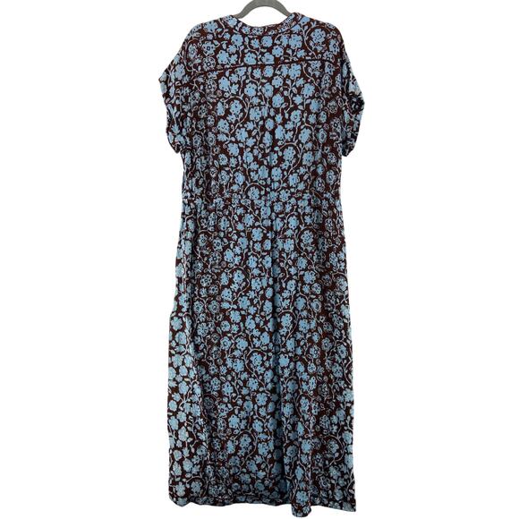 Poupette St Barth Blue Brown Maxi Dress Size Medium NWT - Picture 3 of 6